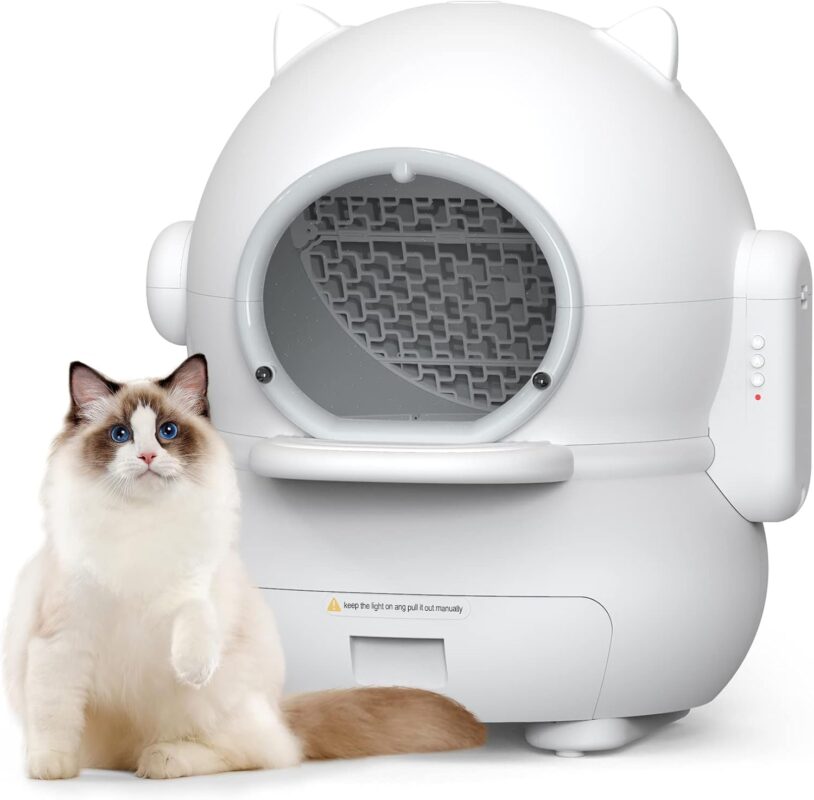 TaraPet Self-Cleaning Cat Litter Box,Automatic litter box for multiple of cats?One-touch intelligent safety cat litter box easy to clean