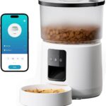 TaraPet 3L Automatic Cat Food Dispenser with Programmable Timer, 1-6 Meals a Day, with Sliding Lid and 10s Recording Function (Black)