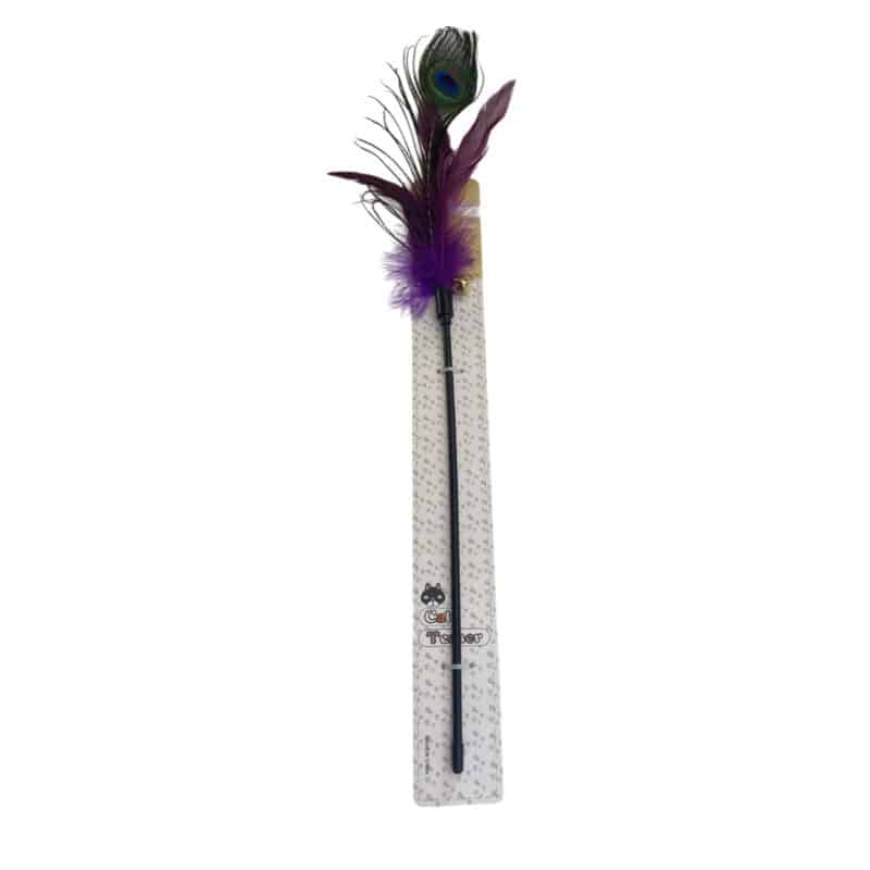 TaraPet Peacock Feather with Bell Interactive Cat Wand Toy