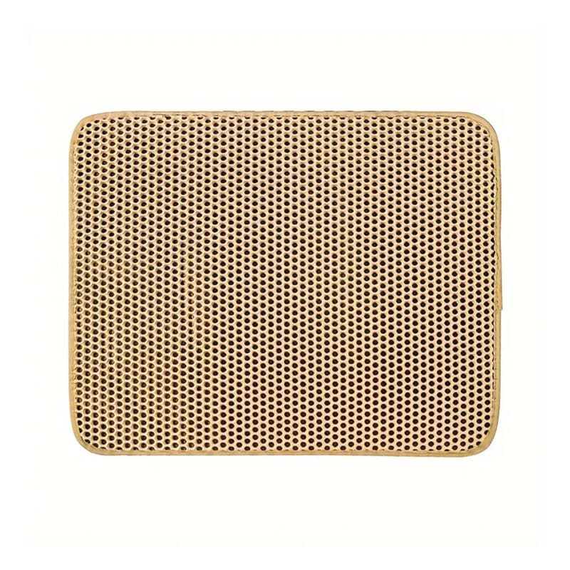 TaraPet Cat Litter Mat, Honeycomb Double Layer Waterproof Cat Litter Trapping Mat, Washable And Reusable Cat Toilet Mat For Indoor Cats (Khaki, 60x90cm)