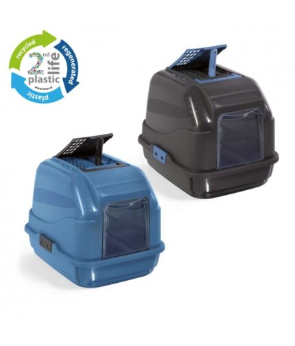 IMAC Easy Cat - Hooded Cat Toilets - Second Life Plastic - 50 x 40 x 40cm[Color - Mixed Colours