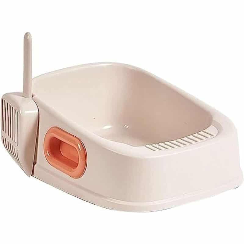 TaraPet Cat Litter Tray with Litter Spoon Cat Cleaning Bath Basin Deep Toilet for Kittens (Pink)