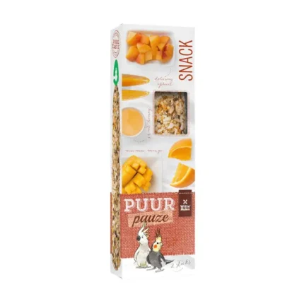 Witte Molen Puur Pauze Sticks with Apricot & Mango for Large Parakeet & Cockatoo 140g[Weight - 140g]