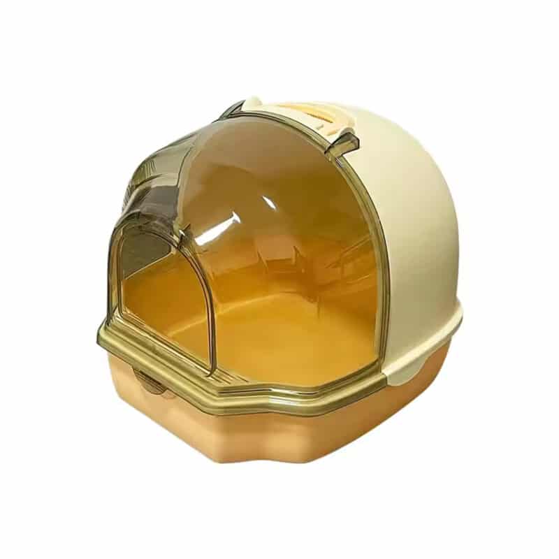 TaraPet Large Cat Litter Box, Semi-Enclosed Sifting Litter Box with High Sides Detachable Small Pet Toilet Open Top Litter Tray for Kitten, Kitty, (Yellow)