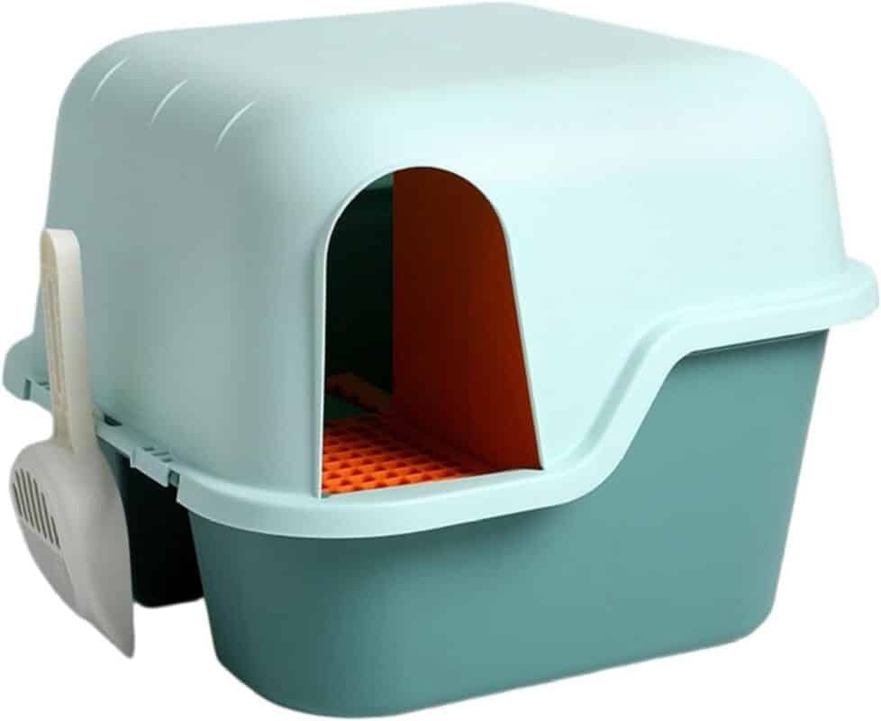 TaraPet Cat Toilet, Dome-shaped, Corridor Type, Sand Splatter-Prevention, Cat Toilet, Large, Wide-Size, Sand Remover, Antibacterial, Odor Resistant, Compact, Easy Care, Large Capacity, Includes Scoop, Clean