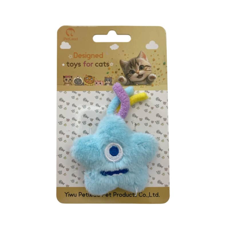 TaraPet Star Monster Shape Catnip Plush Toy for Cats (Blue)