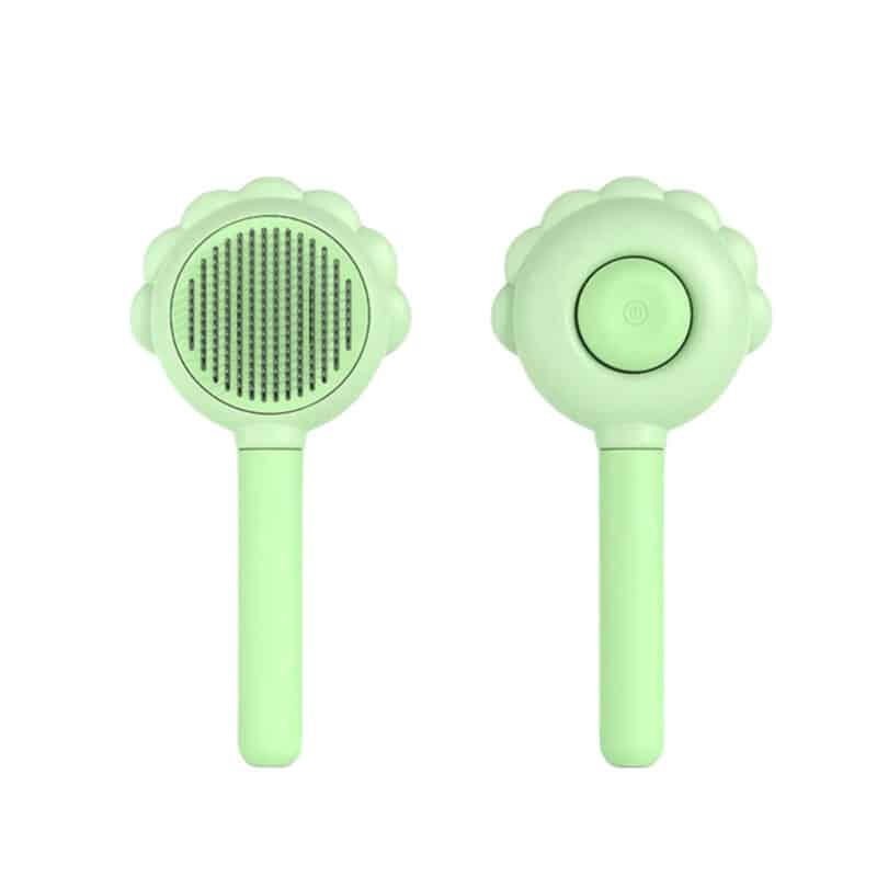 TaraPet Flower Shape Pet Massage Spray Brush, Stainless Steel Pointed, Soft and Comfortable Handle, for Removing Shedding Hair (Green)