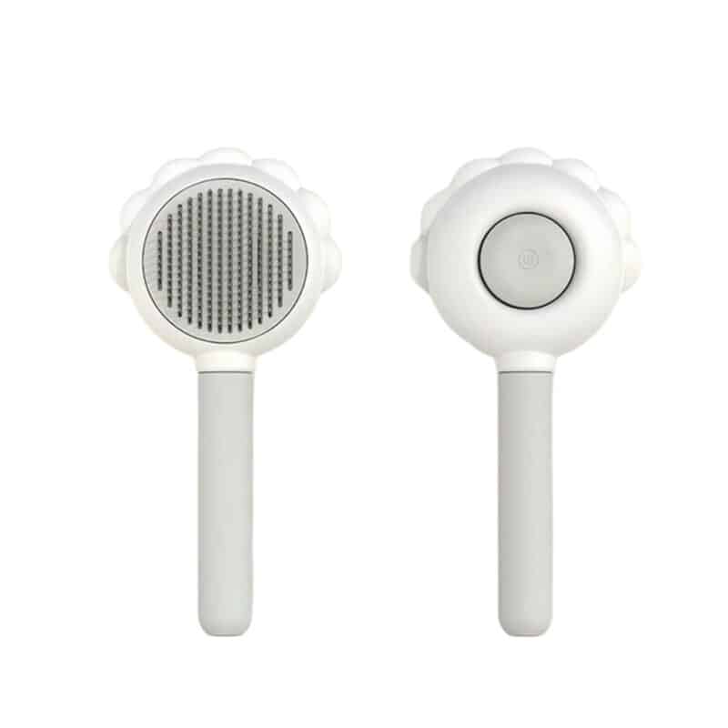 TaraPet Flower Shape Pet Massage Spray Brush, Stainless Steel Pointed, Soft and Comfortable Handle, for Removing Shedding Hair (White)