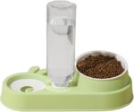 TaraPet Automatic Cats Food Bowl 2 in 1 Pet Food Feeders with Automatic Water Bottle Bowl Double Bowl (Green)