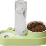 TaraPet Automatic Cats Food Bowl 2 in 1 Pet Food Feeders with Automatic Water Bottle Bowl Double Bowl (Green)
