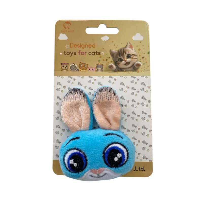 TaraPet Big Eyes Rabbit Head Plush Catnip Toy (Blue)