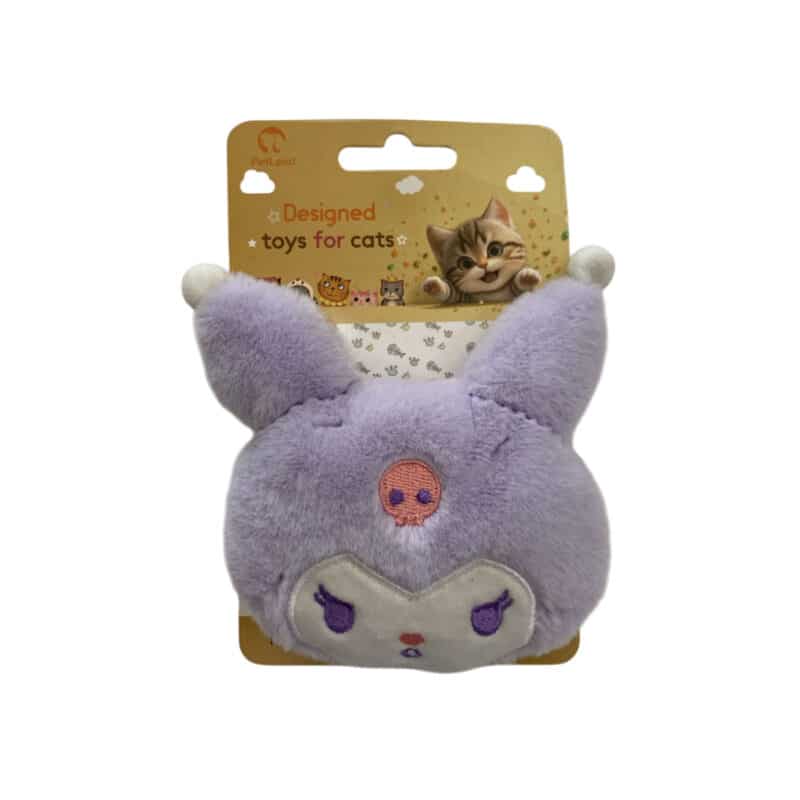 TaraPet Big Eyes Rabbit Head Plush Catnip Toy (Purple)