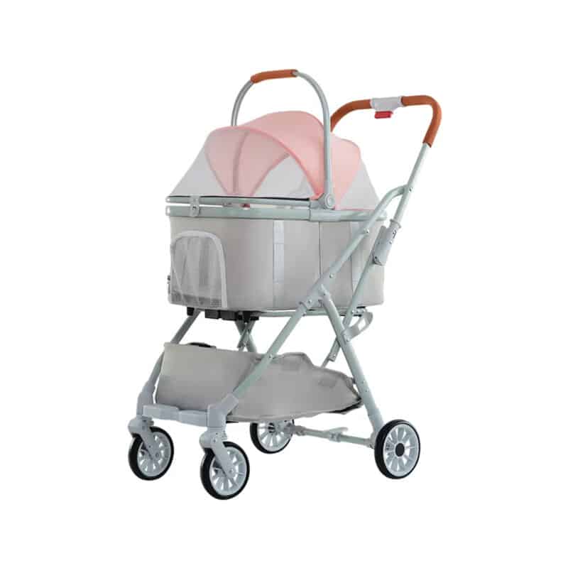 TaraPet Four Wheeled Pet Stroller Dog Carrier with Storage Basket Dog Stroller Luxury 4 Wheels Pet for Dog Pink Color