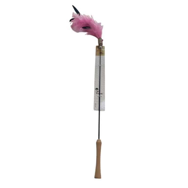 TaraPet Feather Bell Extension Rod Pole Cat Teaser Interactive Cat Toy (Pink)