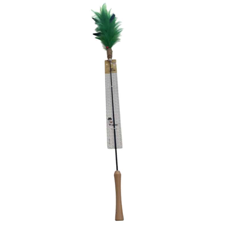 TaraPet Feather Bell Extension Rod Pole Cat Teaser Interactive Cat Toy (Green)