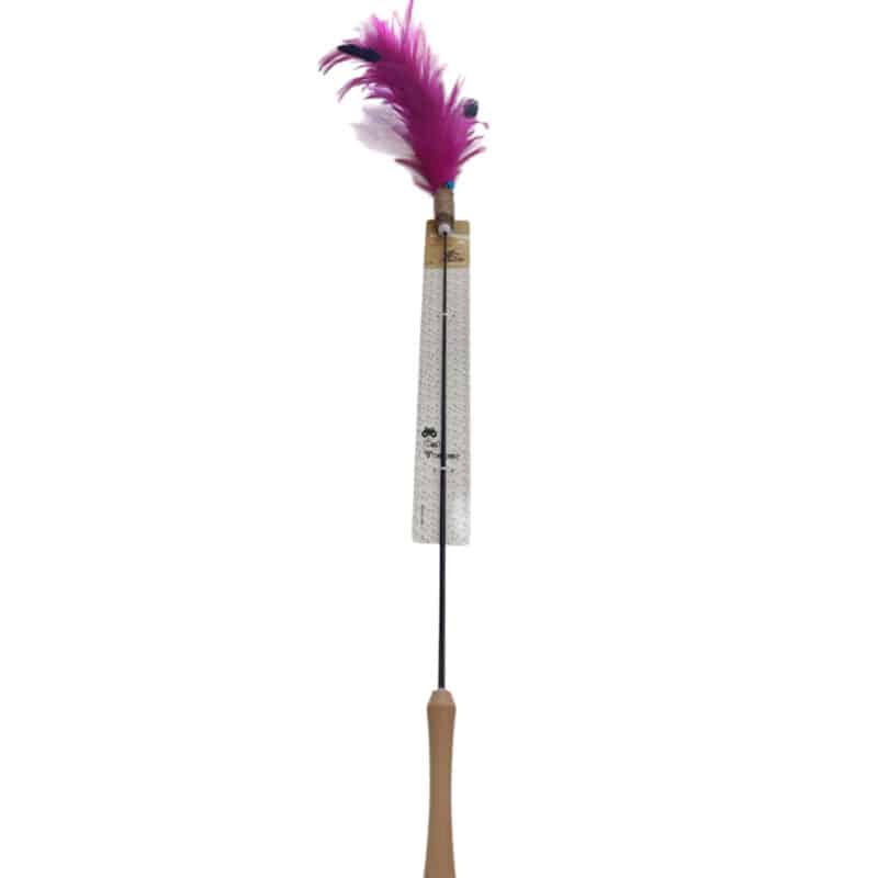 TaraPet Feather Bell Extension Rod Pole Cat Teaser Interactive Cat Toy (Purple)