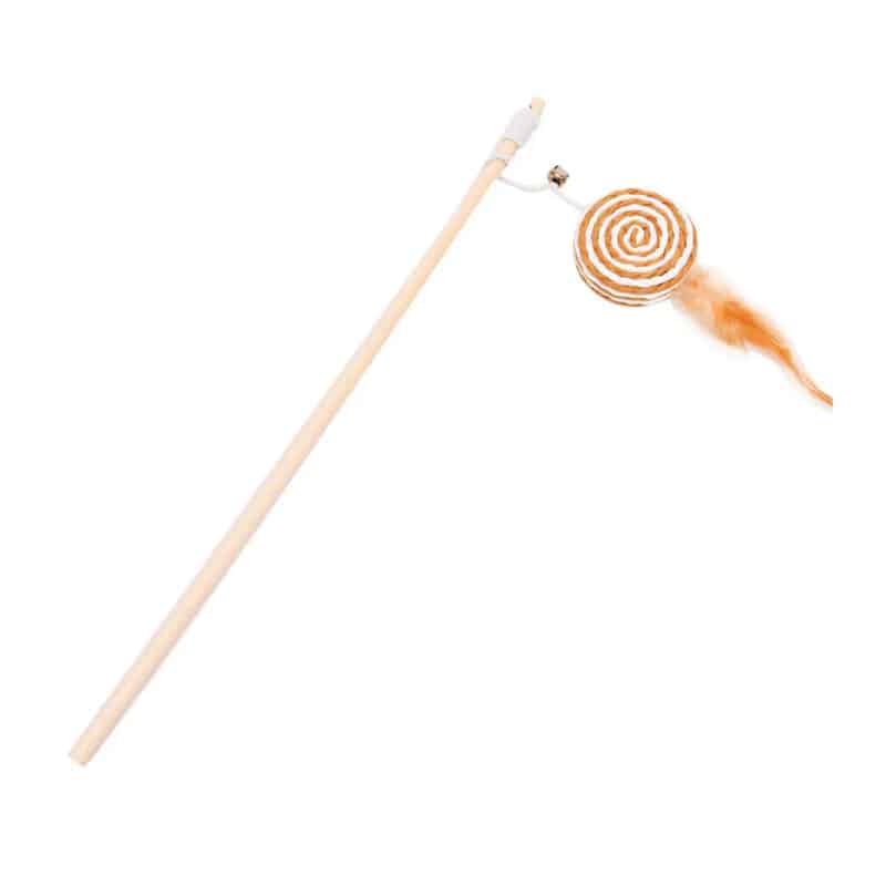 TaraPet Teaser Cat Toy Wooden with Tray & Feather Interactive Wand (Option 1)