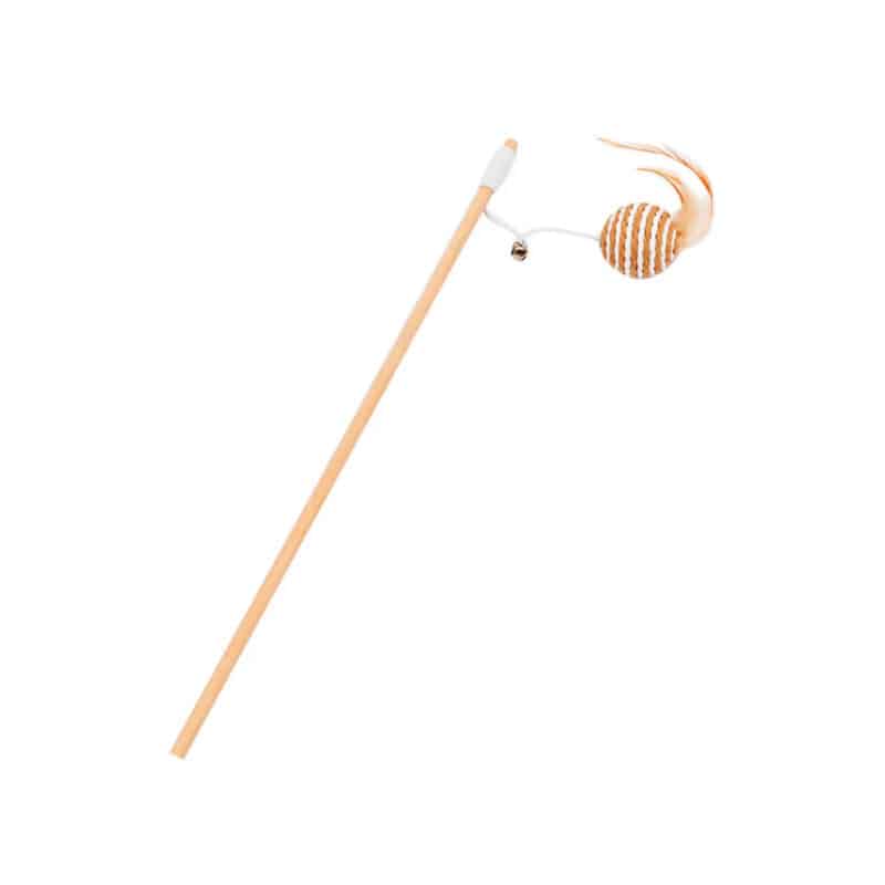 TaraPet Teaser Cat Toy Wooden with Tray & Feather Interactive Wand (Option 2)