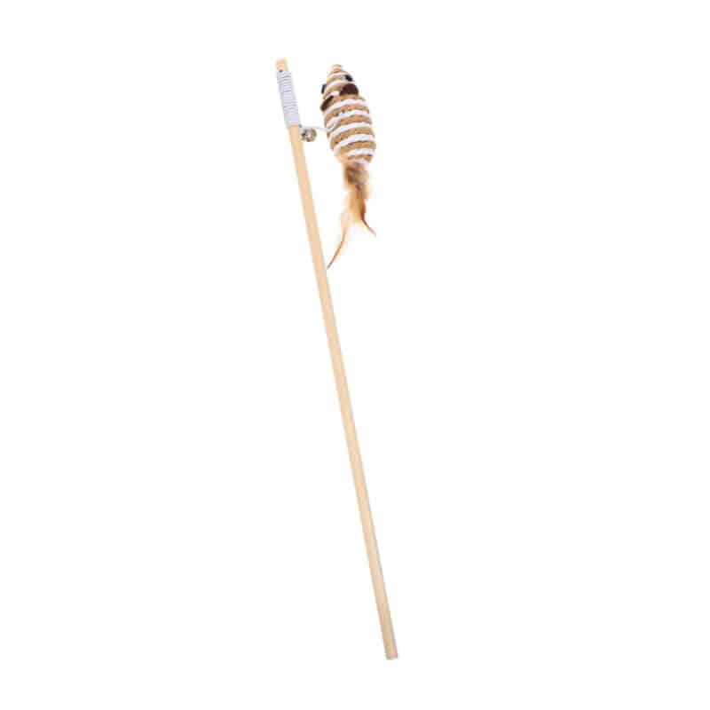 TaraPet Teaser Cat Toy Wooden with Tray & Feather Interactive Wand (Option 4)