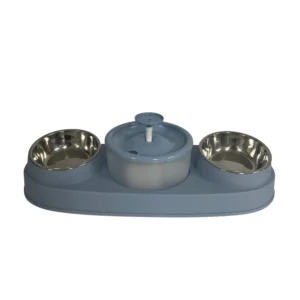 TaraPet Round Automatic Water Dispenser Cat Bowl Set with Dual Stainless Steel Bowls, Elevated Slanted Design, Plastic