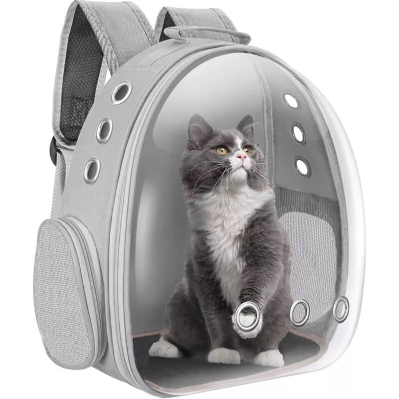 TaraPet Transparent Portable Pet Backpack Travel Carrier, Convenient Travel for Small Dog and Cat (Gray)