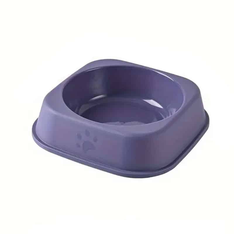 TaraPet Plastic Cat Food Bowl - Anti-Tip Cat Meal Plate with Cool Colors, Water & Rice Basin for Pets (Purple, Large)
