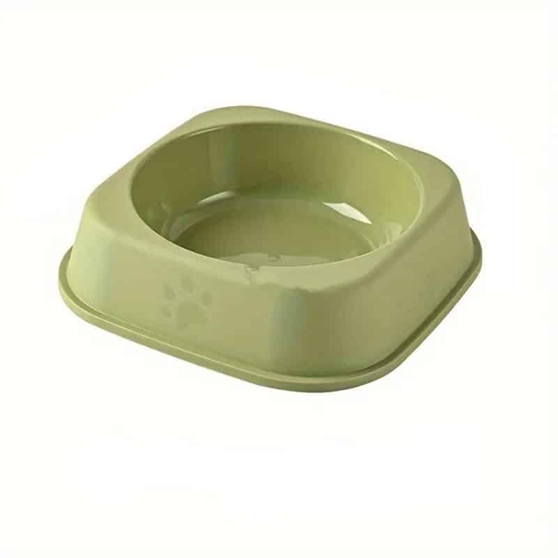TaraPet Plastic Cat Food Bowl - Anti-Tip Cat Meal Plate with Cool Colors, Water & Rice Basin for Pets (Green, Medium)