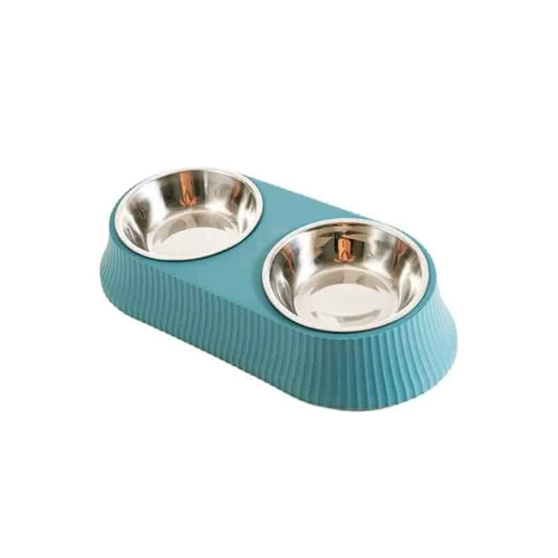 TaraPet Double Bowl Detachable Stainless Steel Bowl, Pet Feeder for Cats and Small Dogs (Green)