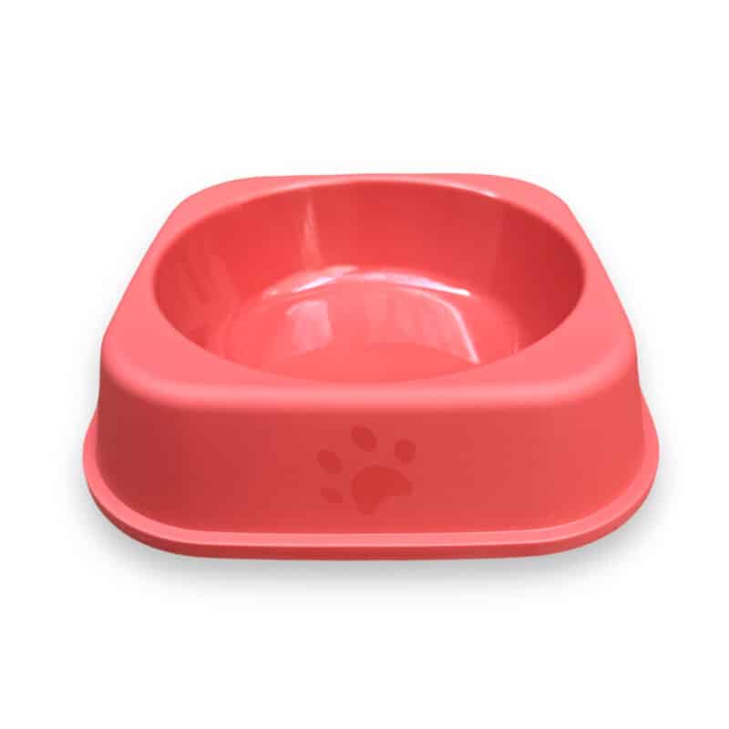 TaraPet Plastic Cat Food Bowl - Anti-Tip Cat Meal Plate with Cool Colors, Water & Rice Basin for Pets (Red, Medium)