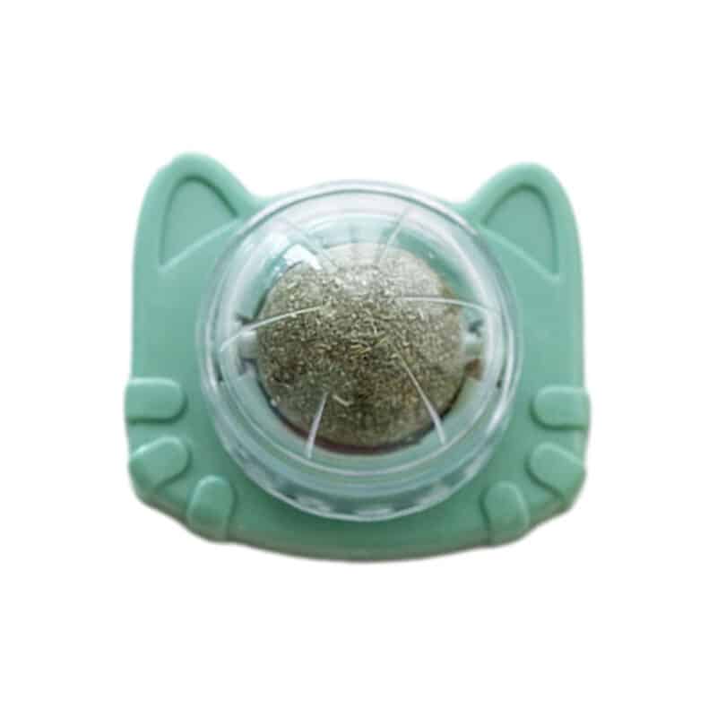 TaraPet Catnip for Oral Health Wall Ball Stick-on Design Teeth Grinding Freshens Breath Cartoon Style Cat Toy (Green)