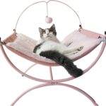 TaraPet Cat Hammock Bed Elevated Soft Plush Comfy Detachable Sleeping Bed for Cats with Dangling Ball for Play, Anti-Slip&Washable for Indoor Outdoor Use