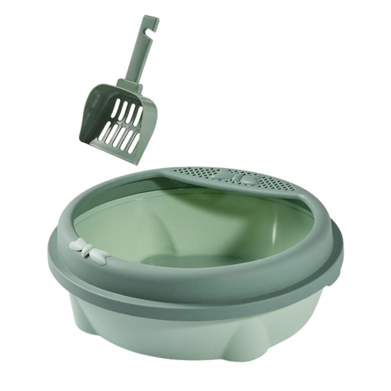 TaraPet Cat Litter Box Open Top Kitten Potty Toilet Indoor Cats Cage Accessories Cats Toilet Pet Litter Pan for Small and Medium Cats (Green)