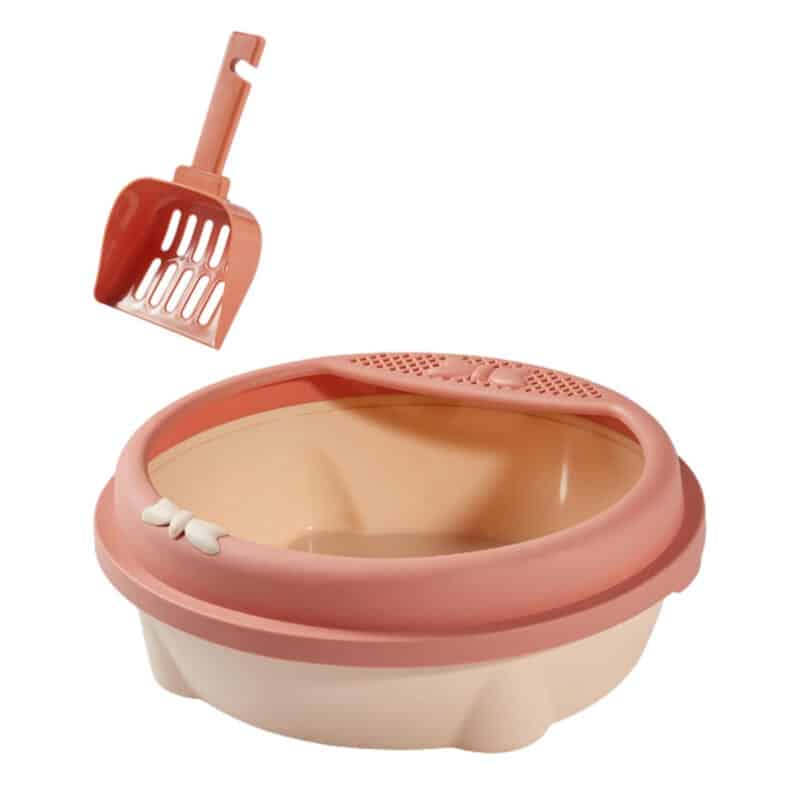 TaraPet Cat Litter Box Open Top Kitten Potty Toilet Indoor Cats Cage Accessories Cats Toilet Pet Litter Pan for Small and Medium Cats (Pink)