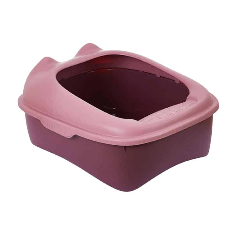 TaraPet Kitty Litter Box Comfortable Semi Closed Sturdy Kitten Potty Toilet TaraPet Kitty Litter Pan For Indoor Cats Cats Pet Toilet (Pink, 34x43x20cm)