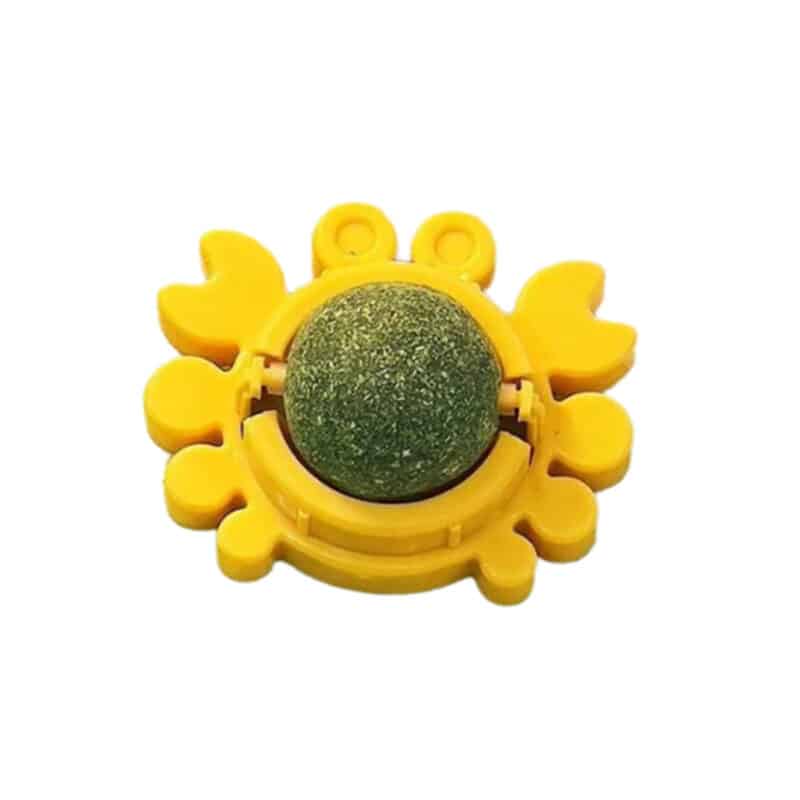 TaraPet Interactive Wall/Rotating Cat Toy 360° That Can Be Licked, Shredded or Chewed, Catnip Snack for Cleaning Teeth (Yellow)