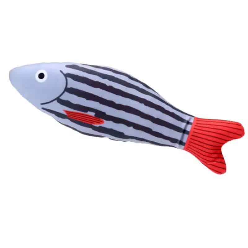 TaraPet Interactive Plush Fish Cat Toy with Crinkle Paper - Durable Polyester Blend, Battery-Free, Engaging Teaser for Cats (Striped Fish)