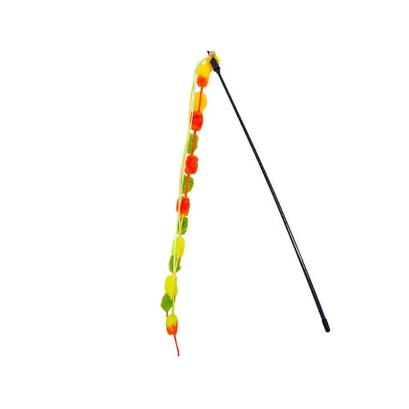 TaraPet Plush Ball Cat Teaser Wand Toy for Cats (Orange)