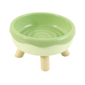 TaraPet Elevated Pet Bowl for Food and Water, Non-Slip Cat Dish, Donut-Shaped Design, Eco-Friendly Material, Easy to Clean (Green)