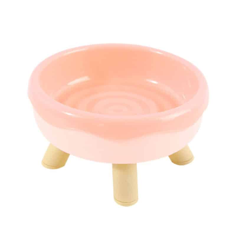 TaraPet Elevated Pet Bowl for Food and Water, Non-Slip Cat Dish, Donut-Shaped Design, Eco-Friendly Material, Easy to Clean (Pink)