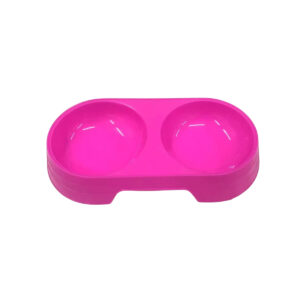 TaraPet Double-Eye Plastic Bowl for Pets - Food and Water Serving, Durable & Easy to Clean (Pink)