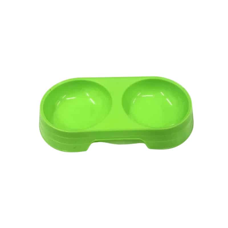 TaraPet Double-Eye Plastic Bowl for Pets - Food and Water Serving, Durable & Easy to Clean (Green)