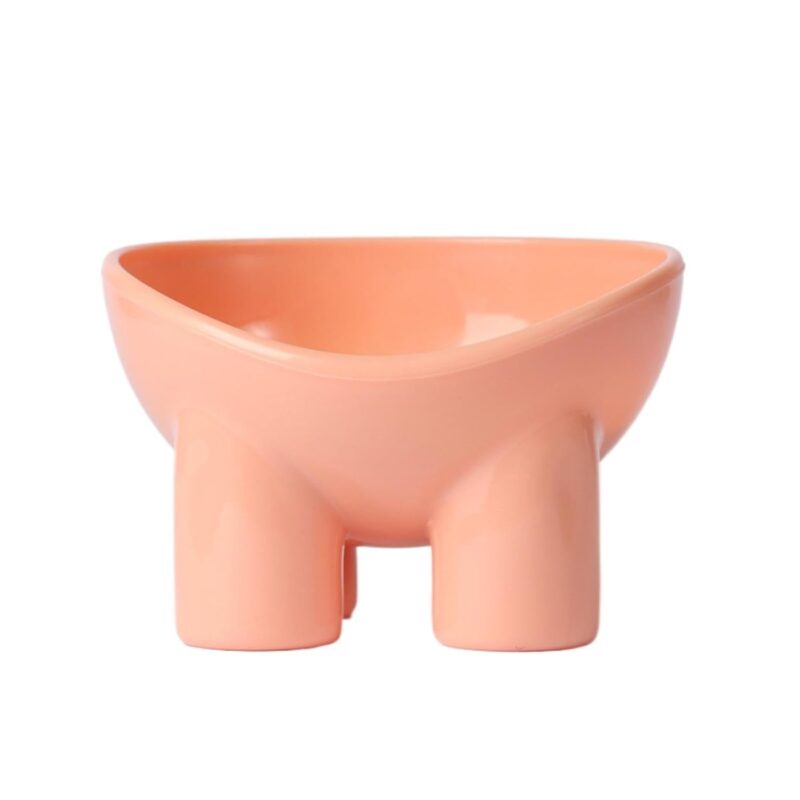 TaraPet Elevated Cat Bowl with Stand - Neck-Friendly, Anti-Tip Plastic Feeding Dish for Cats, Elephant Leg, Slanted Mouth, Water Feeding (Pink)