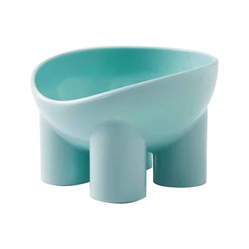 TaraPet Elevated Cat Bowl with Stand - Neck-Friendly, Anti-Tip Plastic Feeding Dish for Cats, Elephant Leg, Slanted Mouth, Water Feeding (Blue)