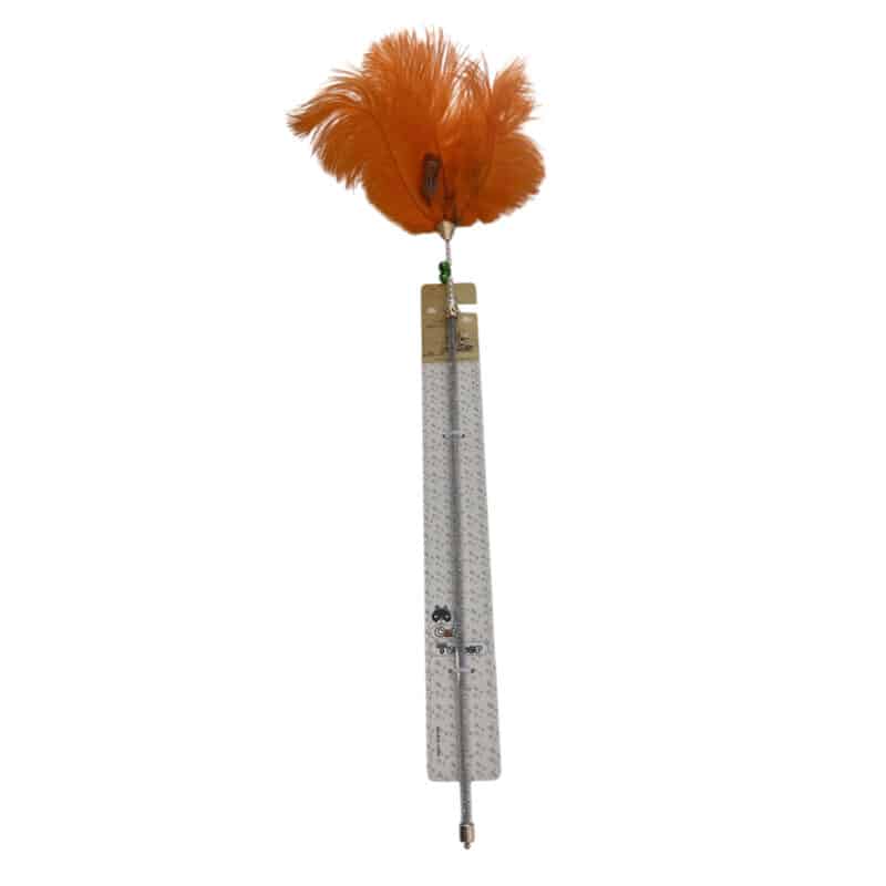 TaraPet Fanshaped Feather Plastic Pole Cat Teaser Interactive Cat Toy (Orange)
