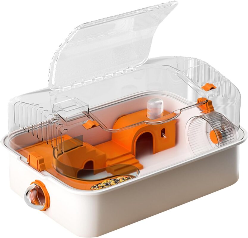 TaraPet Hamster Cage,Small Animals, Cage, Hamster Transparent Home (External Pipe Included)