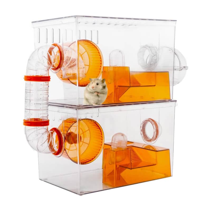 TaraPet 2-Floor Transparent Hamster Cage with Accessories Stylish, Spacious Habitat for Hamsters, Gerbils, Mice & Small Critters