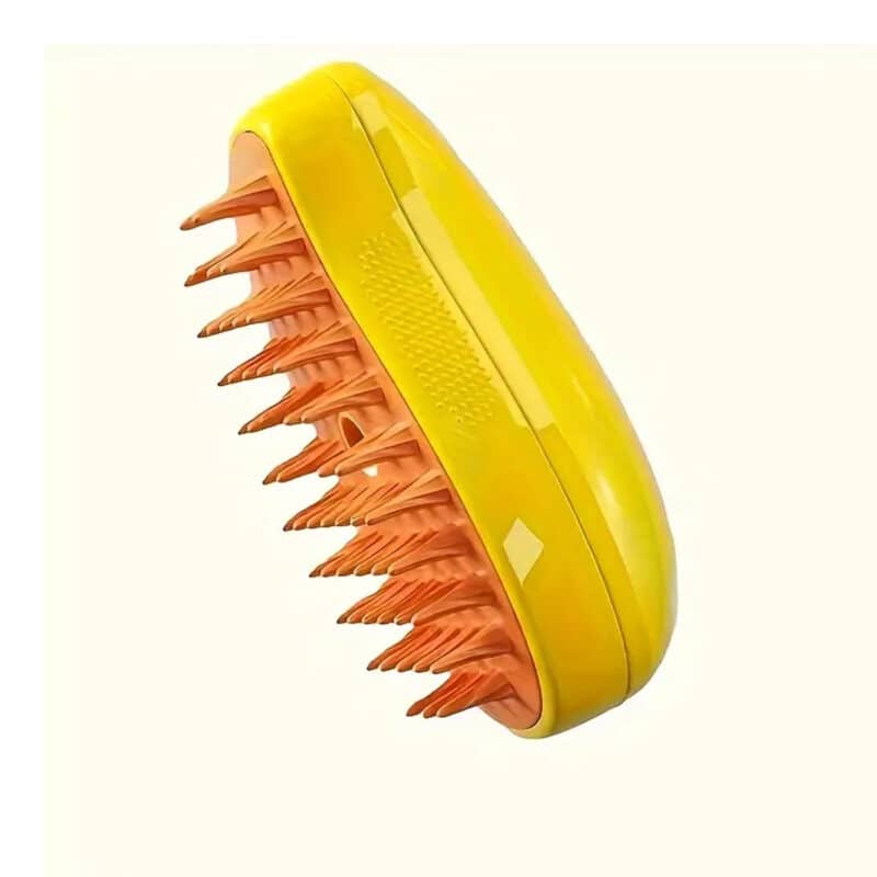 TaraPet Cat Steam Brush, 3 in 1 Cat Brush, Long Short Hair Dog Brush with USB Charger and No-Wash Serum, Cat Brush for Massage (Yellow)