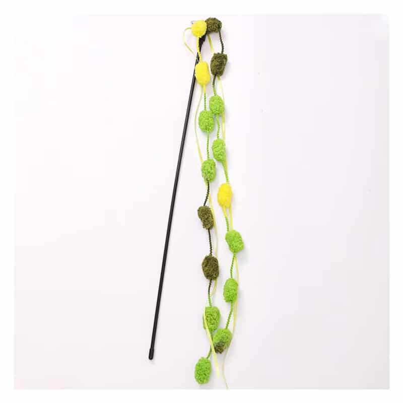 TaraPet Long Pole with Bite Bell Wear-resistant Cat Teasing Stick Cat Wand Toy (Green)