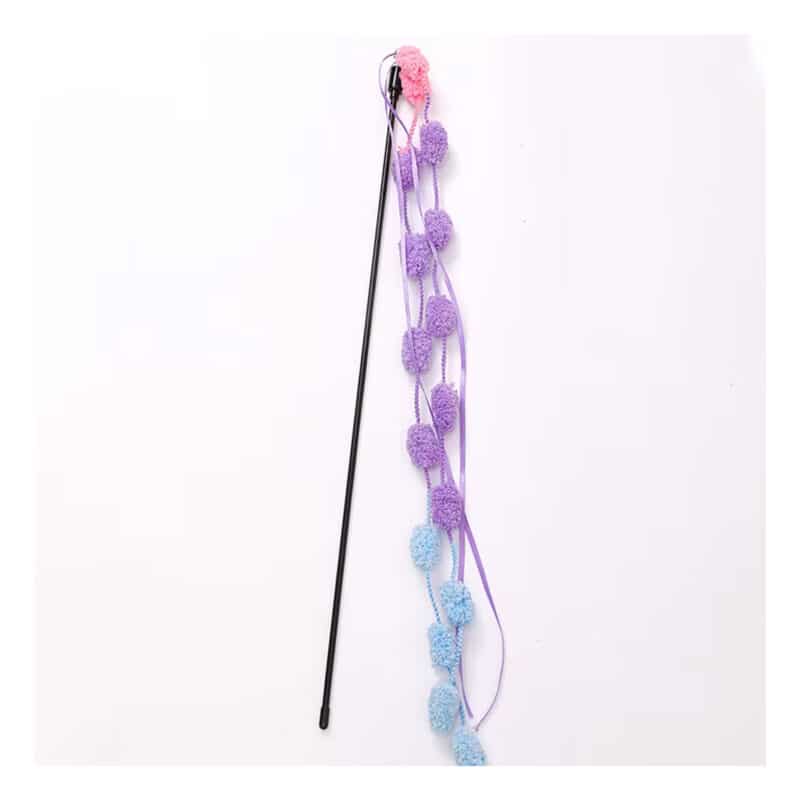 TaraPet Long Pole with Bite Bell Wear-resistant Cat Teasing Stick Cat Wand Toy (Purple)