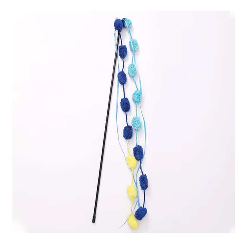 TaraPet Long Pole with Bite Bell Wear-resistant Cat Teasing Stick Cat Wand Toy (Blue)